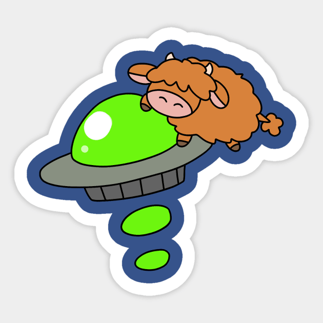 UFO Highland Cow Sticker by saradaboru